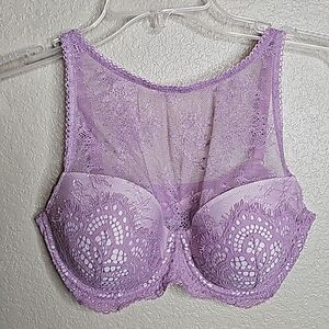 Victoria's Secret 34D Dream Angels purple high neck lace Demi Bra